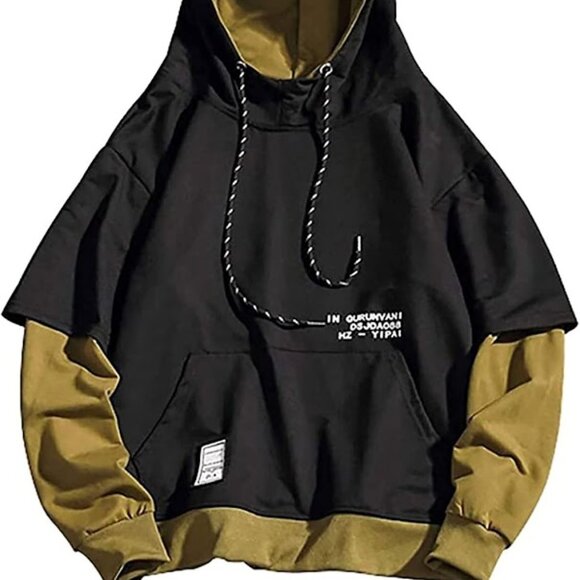 GURUNVANI XL Color Contrast Hoodie, Black & Olive, NWT - Picture 1 of 6